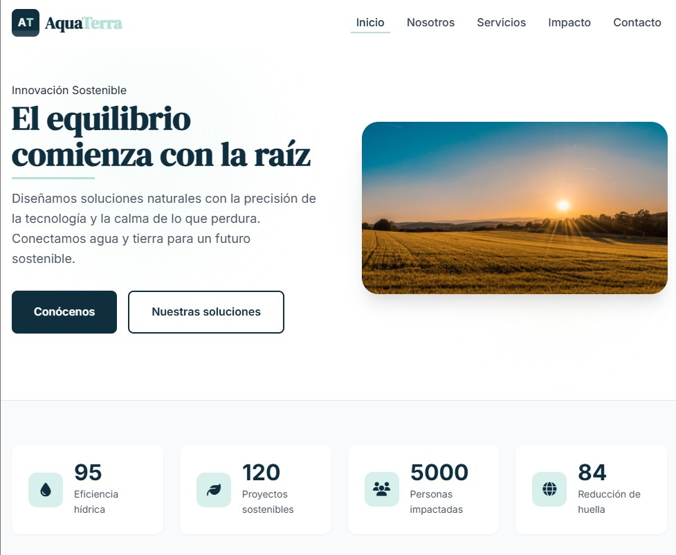 Proyecto Aquaterra - Página web profesional para empresa de tratamiento de aguas desarrollada por Osmel Enamorado